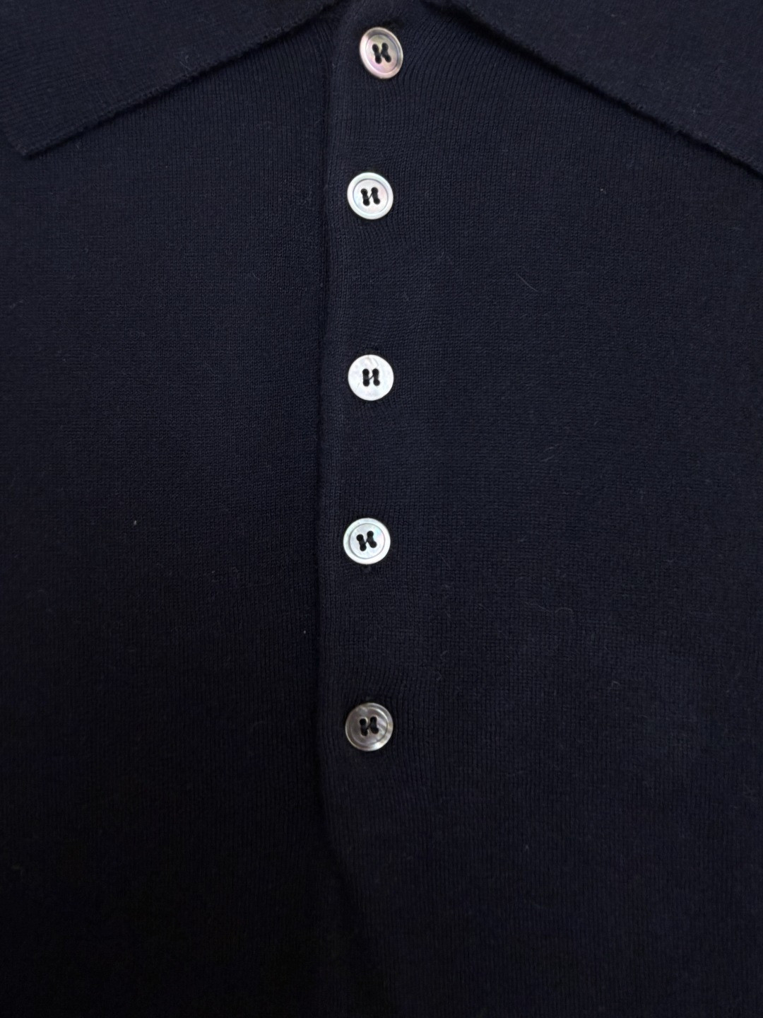 THOM BROWNE 羊毛针织七分袖Polo衫 短袖 女款 藏蓝色 杏色 灰色 B0 FKP053A-Y1014-415