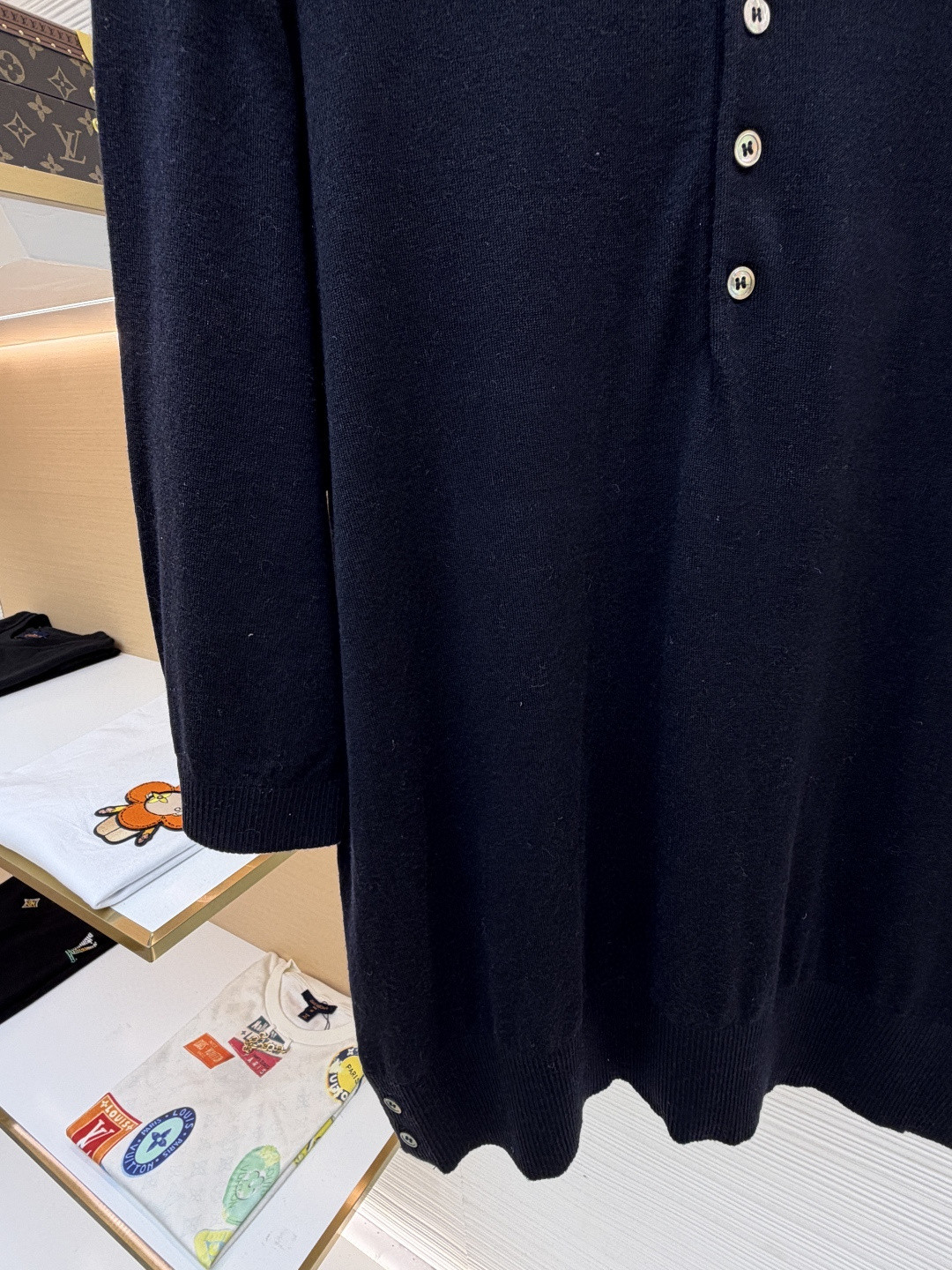 THOM BROWNE 羊毛针织七分袖Polo衫 短袖 女款 藏蓝色 杏色 灰色 B0 FKP053A-Y1014-415