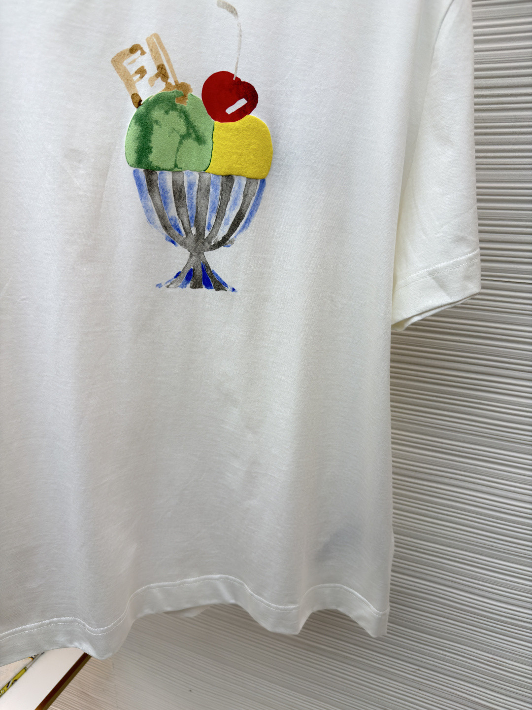 FENDI 芬迪 圣代雪糕圆领T恤 短袖 套头 夏季 白色 A0 FY0936B05MF0H0G