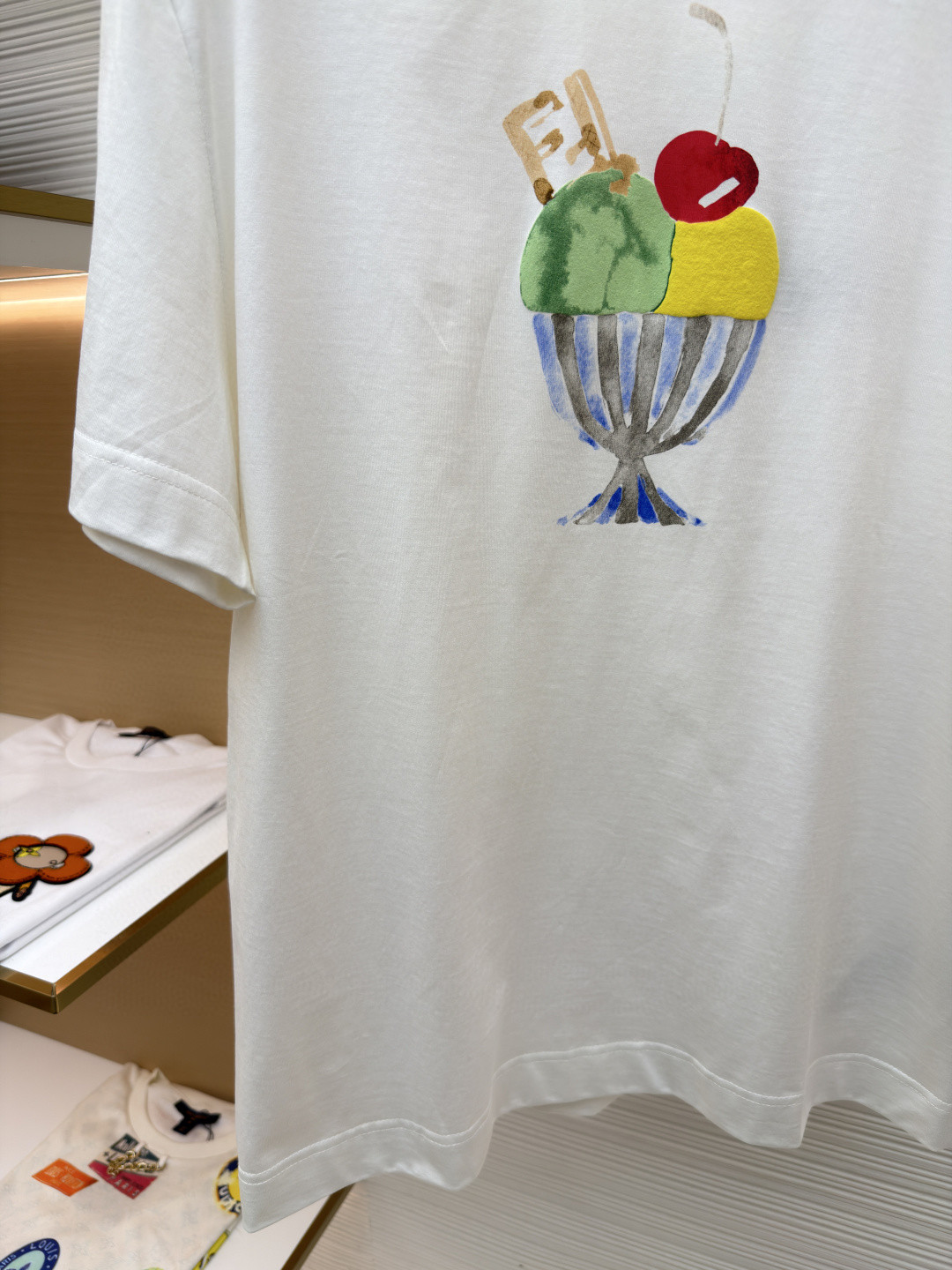 FENDI 芬迪 圣代雪糕圆领T恤 短袖 套头 夏季 白色 A0 FY0936B05MF0H0G