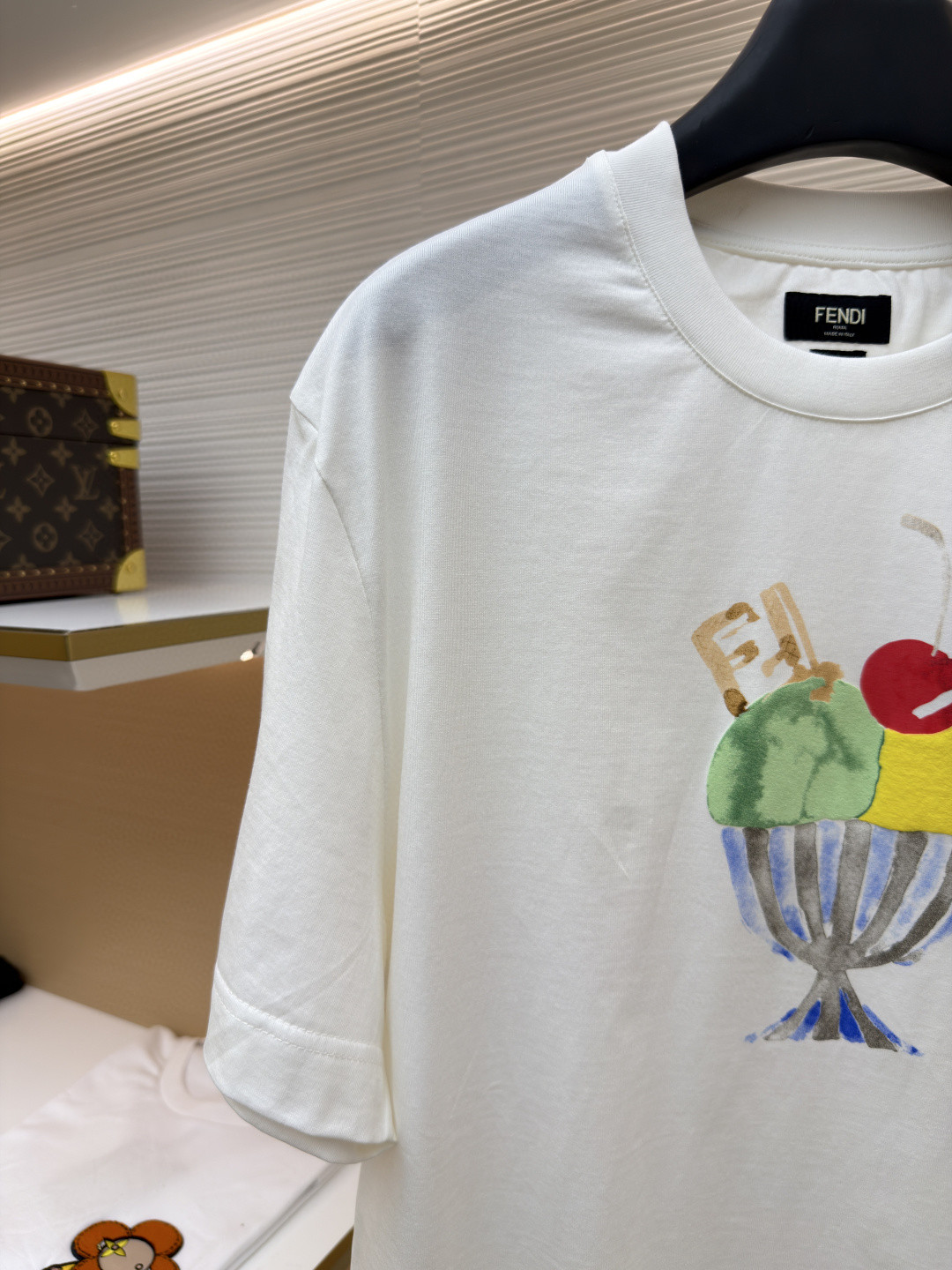 FENDI 芬迪 圣代雪糕圆领T恤 短袖 套头 夏季 白色 A0 FY0936B05MF0H0G