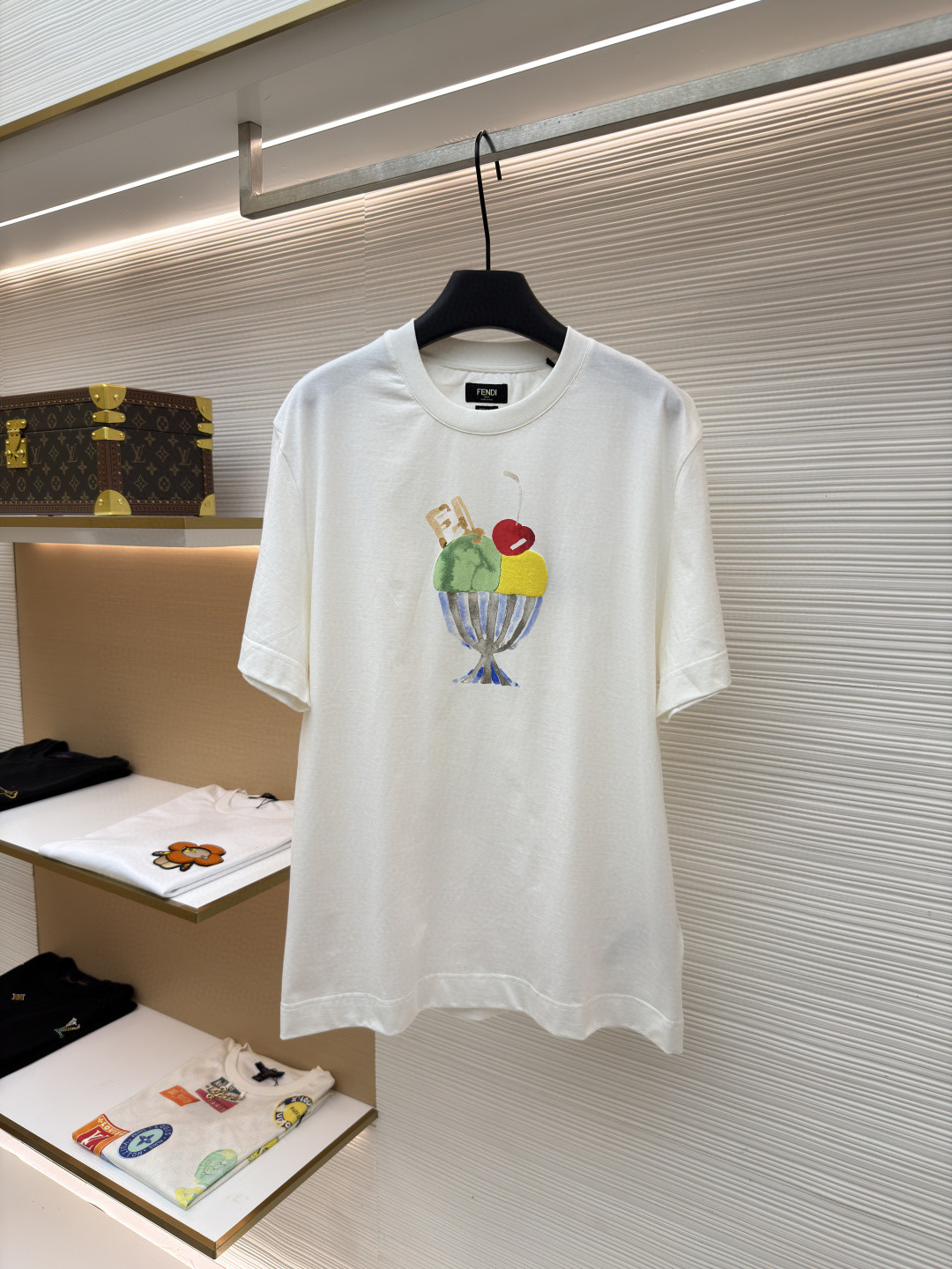 FENDI 芬迪 圣代雪糕圆领T恤 短袖 套头 夏季 白色 A0 FY0936B05MF0H0G