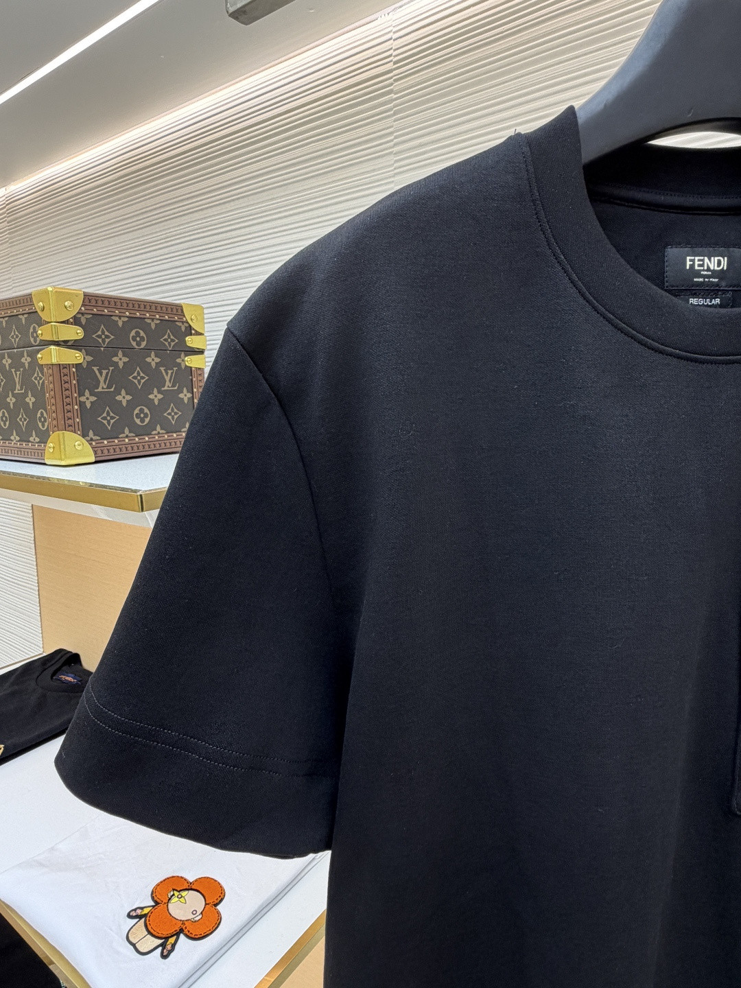 FENDI 芬迪 缎带口袋圆领短袖 T恤 夏款 白色 黑色 A0 FY0936AYXYF0QA0