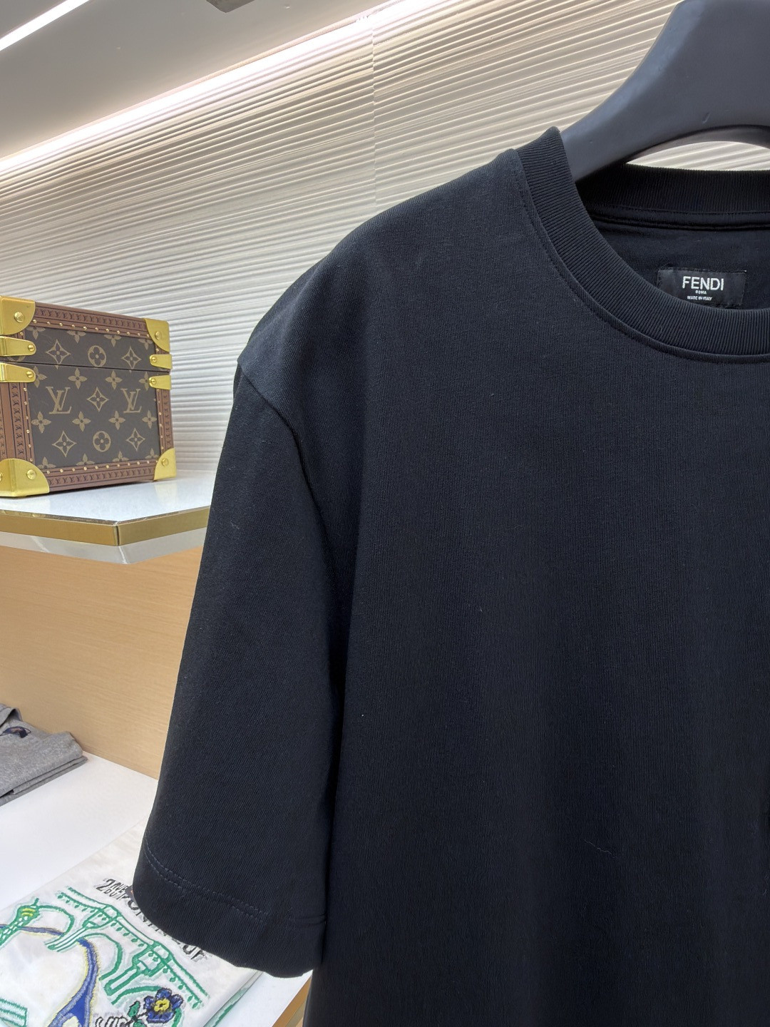 FENDI 芬迪 彩F拉链口袋圆领T恤 短袖 套头 夏季 黑色 A0 FY1257AU1WF0QA1