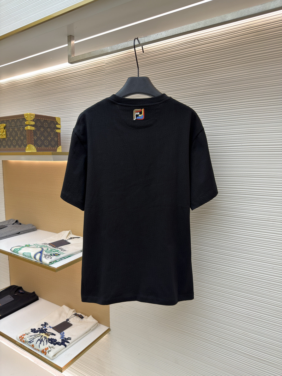 FENDI 芬迪 彩F拉链口袋圆领T恤 短袖 套头 夏季 黑色 A0 FY1257AU1WF0QA1