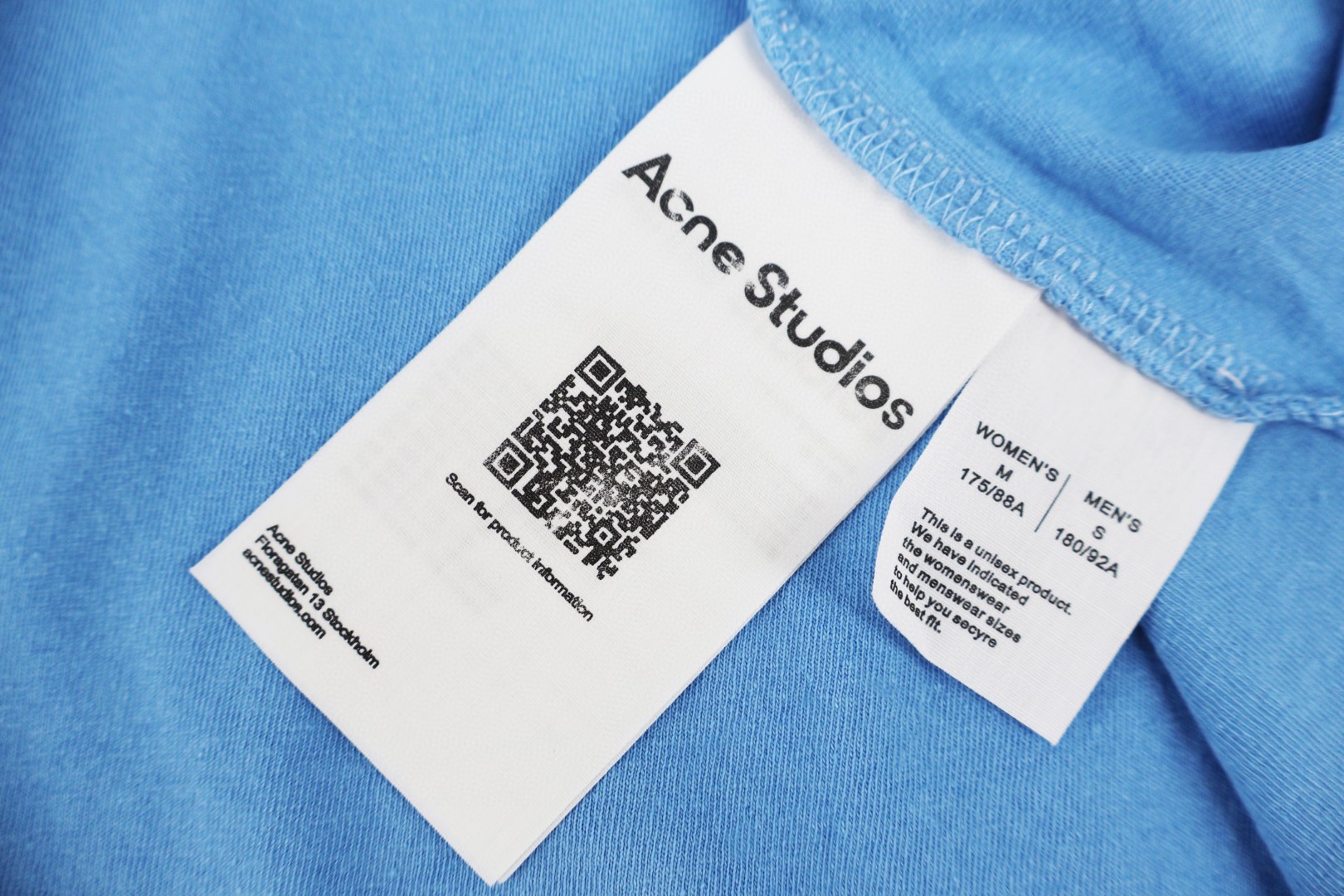 Acne Studios 喷绘做旧徽标圆领T恤 短袖 蓝色 A0 CL0196