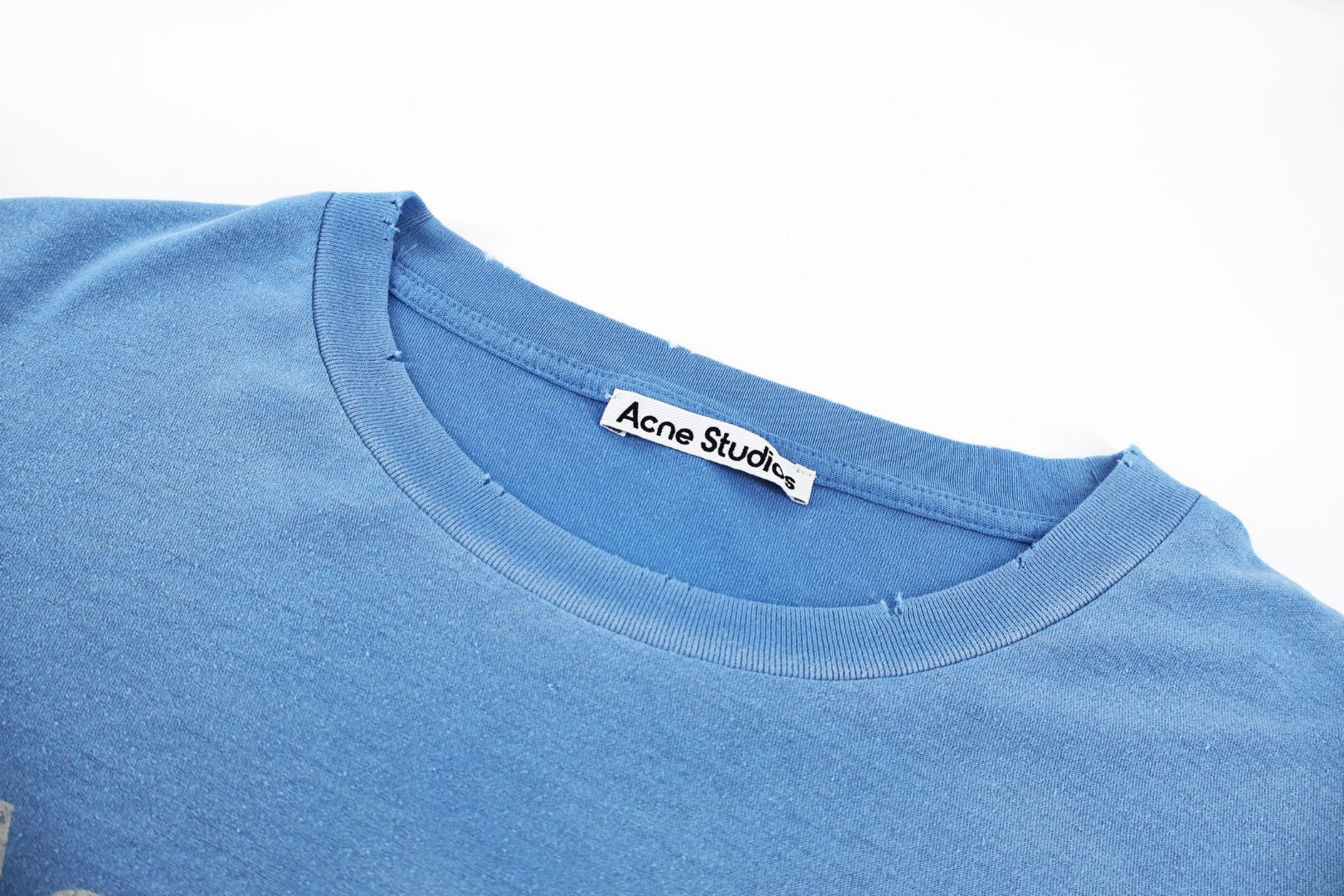 Acne Studios 喷绘做旧徽标圆领T恤 短袖 蓝色 A0 CL0196
