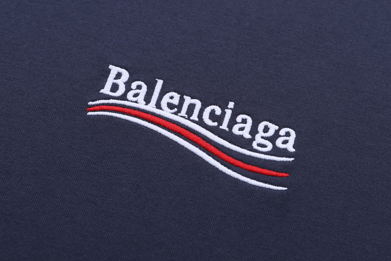 Balenciaga 巴黎世家 双层假两件可乐刺绣圆领短袖 T恤 夏季 藏青色 A5 