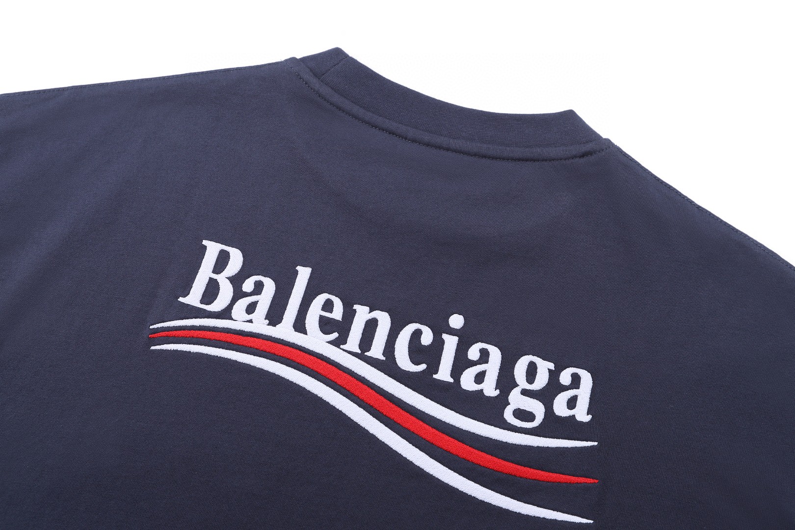 Balenciaga 巴黎世家 双层假两件可乐刺绣圆领短袖 T恤 夏季 藏青色 A5 