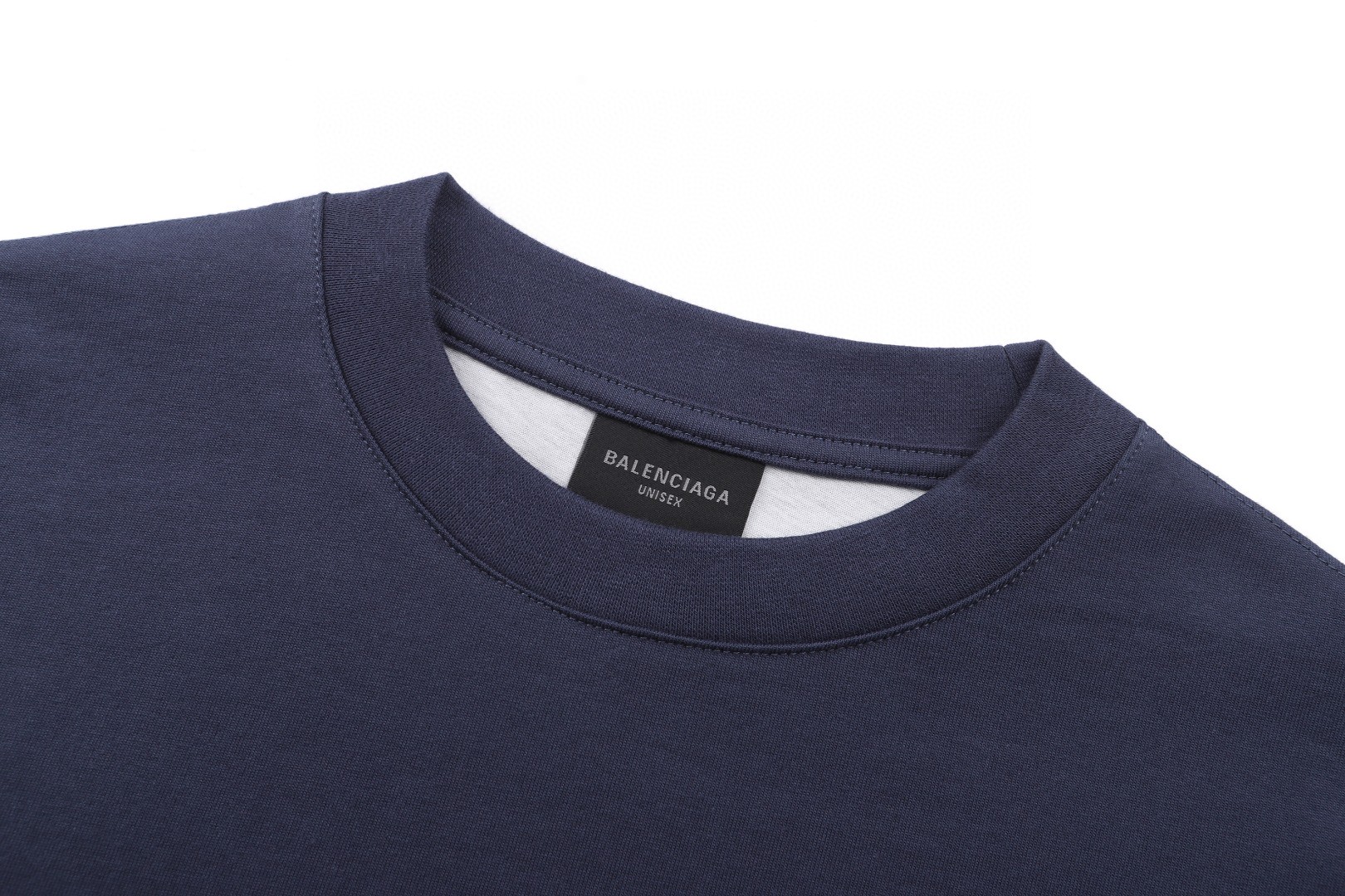Balenciaga 巴黎世家 双层假两件可乐刺绣圆领短袖 T恤 夏季 藏青色 A5 
