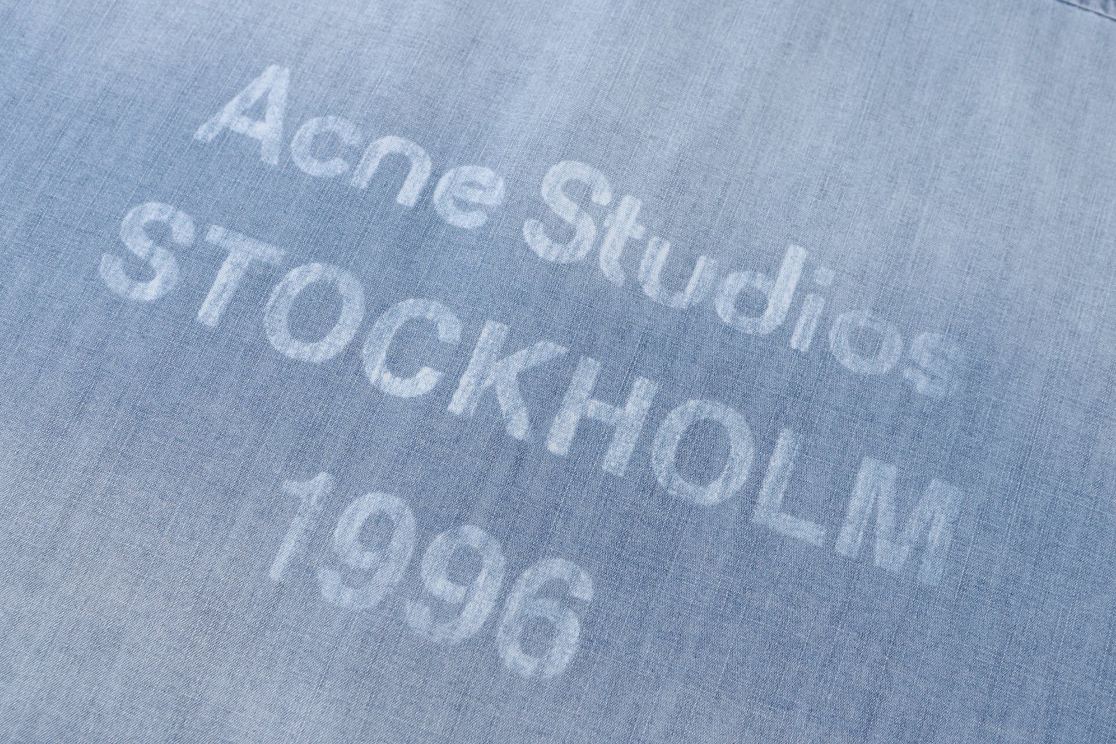 Acne Studios 1996系列 徽标牛仔衬衫 短袖 外套 蓝色 B0 BB0617-AUZ