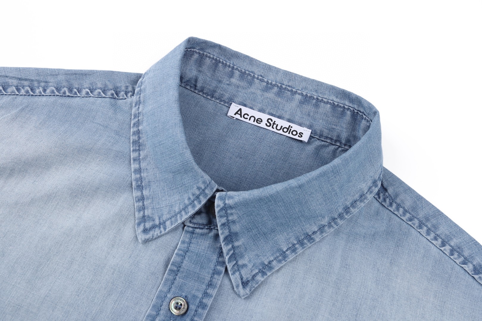 Acne Studios 1996系列 徽标牛仔衬衫 短袖 外套 蓝色 B0 BB0617-AUZ