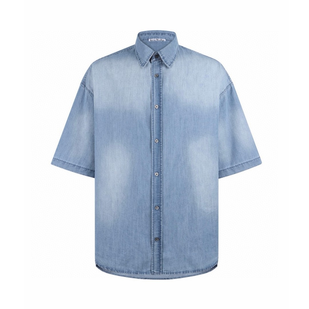 Acne Studios 1996系列 徽标牛仔衬衫 短袖 外套 蓝色 B0 BB0617-AUZ