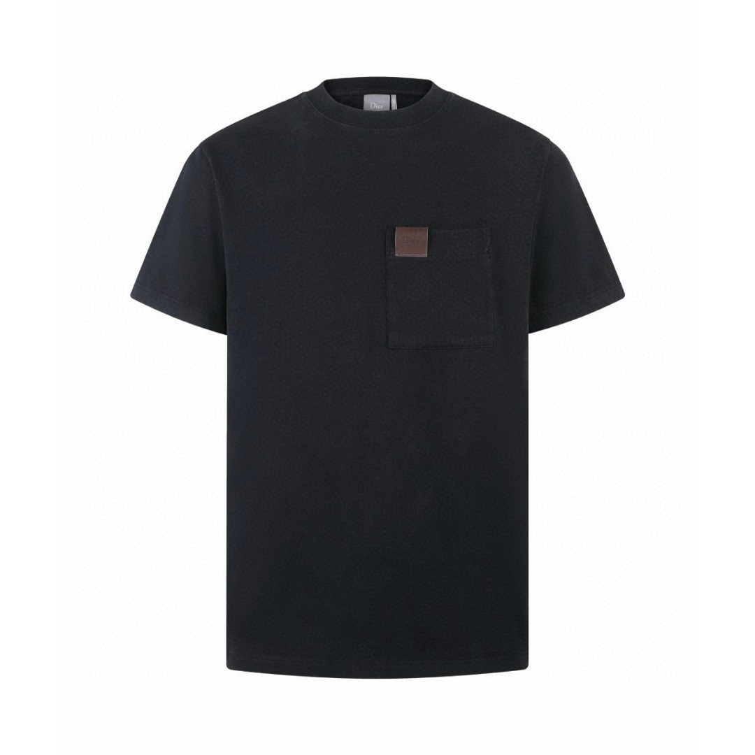 DIOR 迪奥 皮革标志圆领短袖 T恤 夏季 白色 灰色 A0 683J696G3036-C001