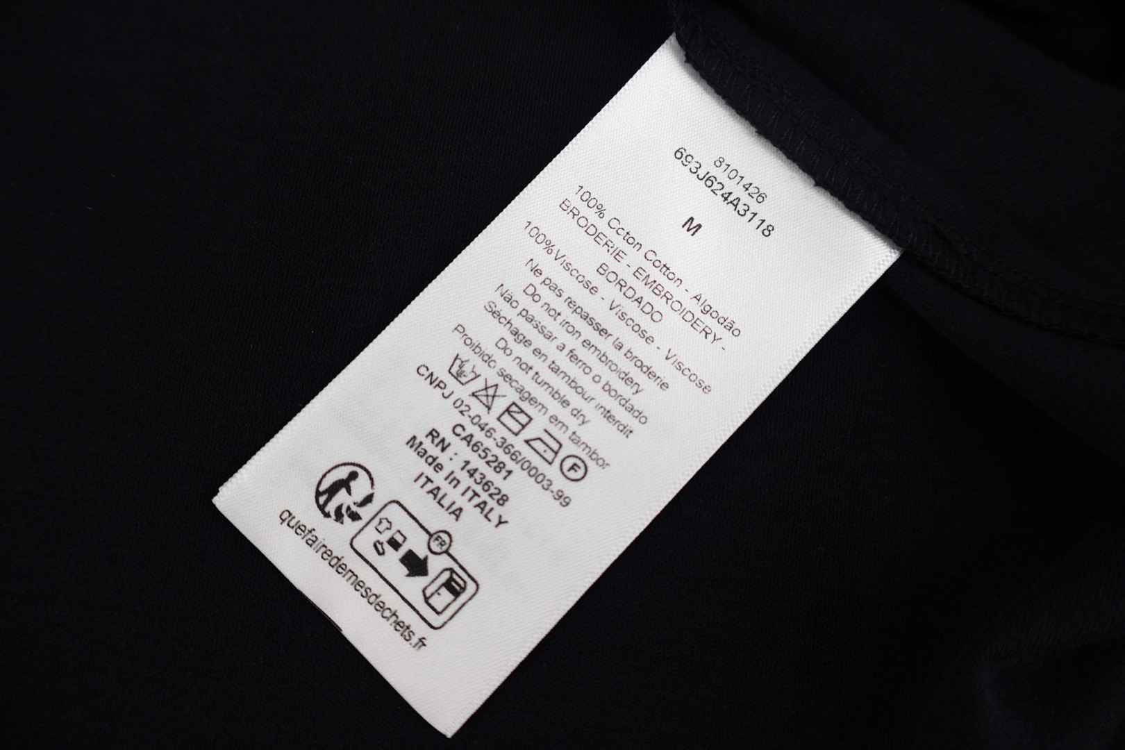 DIOR 迪奥 刺绣logo平纹圆领短袖 T恤 夏季 白色 黑色 A0