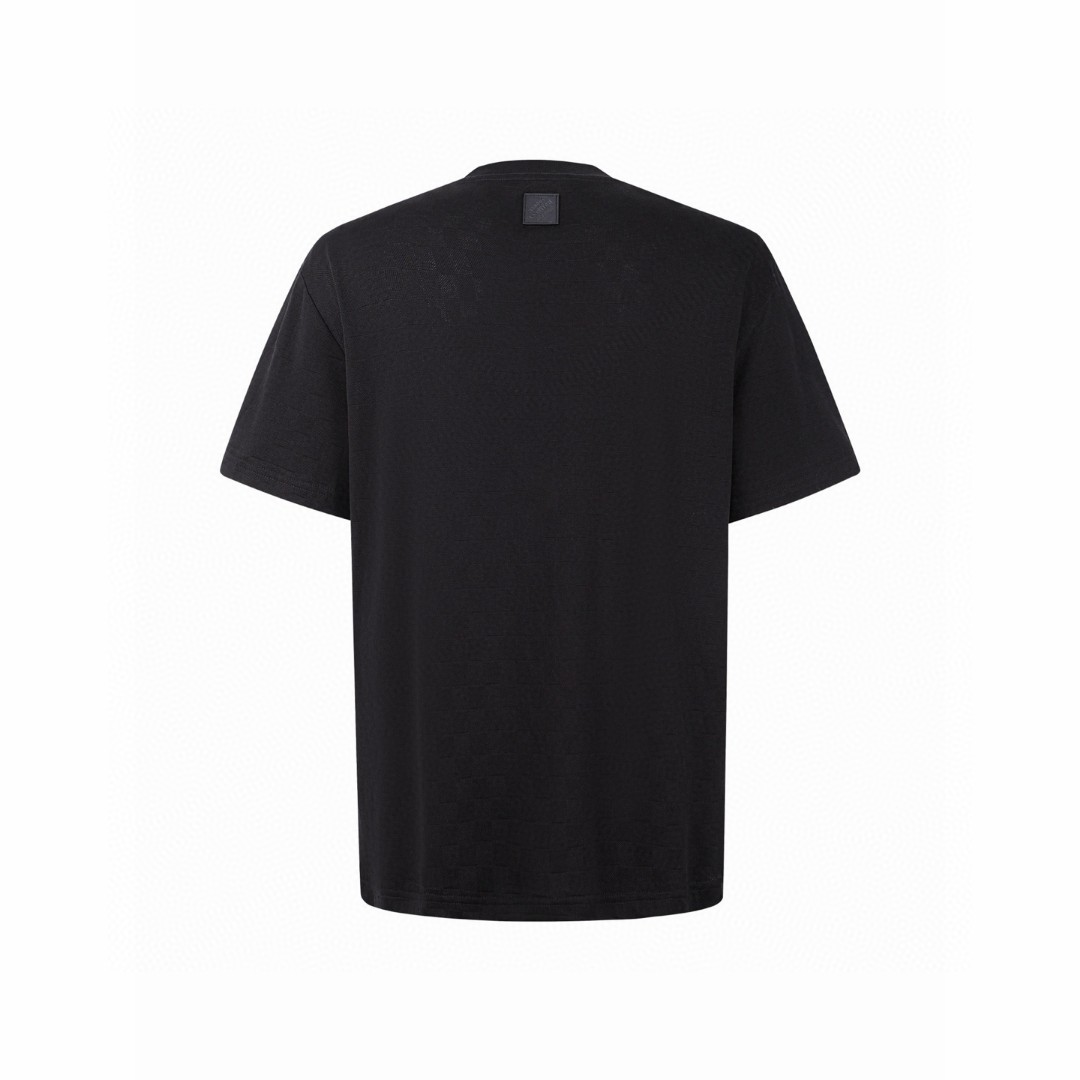 LOUIS VUITTON 路易威登 LV 串珠棋盘格提花圆领短袖 T恤 黑色 A2 1AIMLY