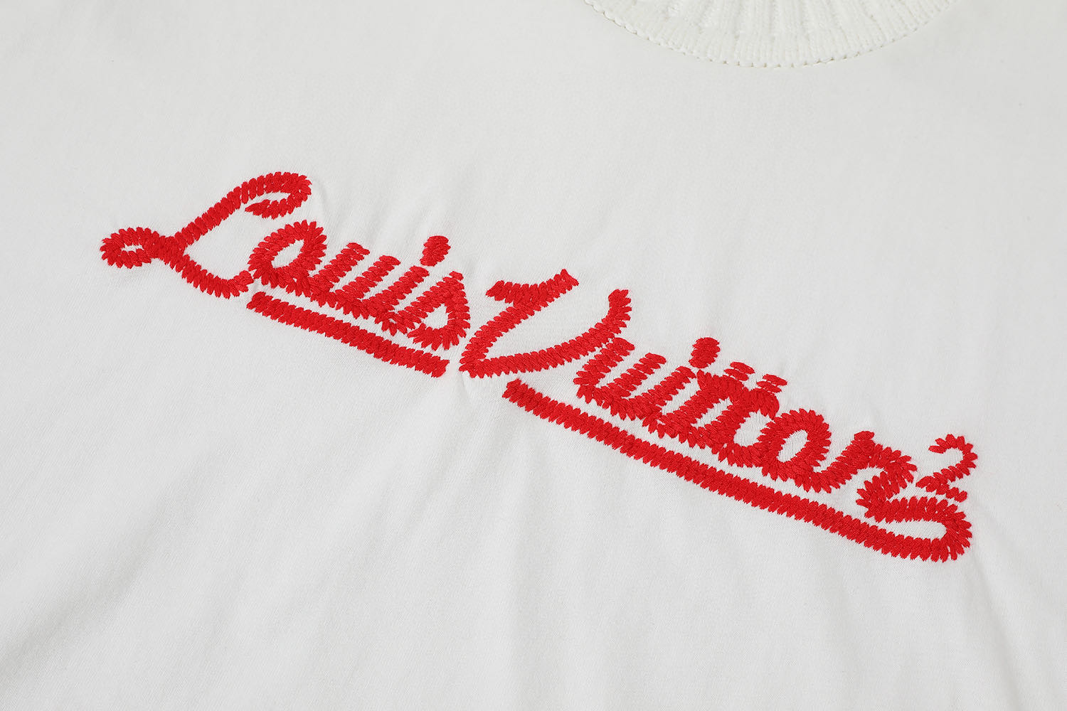 LOUIS VUITTON 路易威登 LV 红色字母刺绣圆领短袖 T恤 夏季  男女同款 白色 A0 1A9GMM