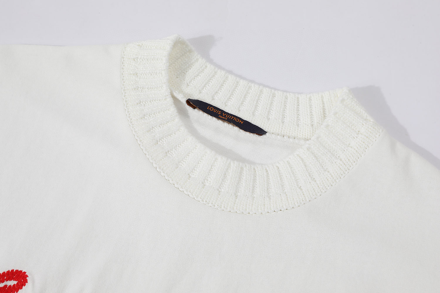 LOUIS VUITTON 路易威登 LV 红色字母刺绣圆领短袖 T恤 夏季  男女同款 白色 A0 1A9GMM