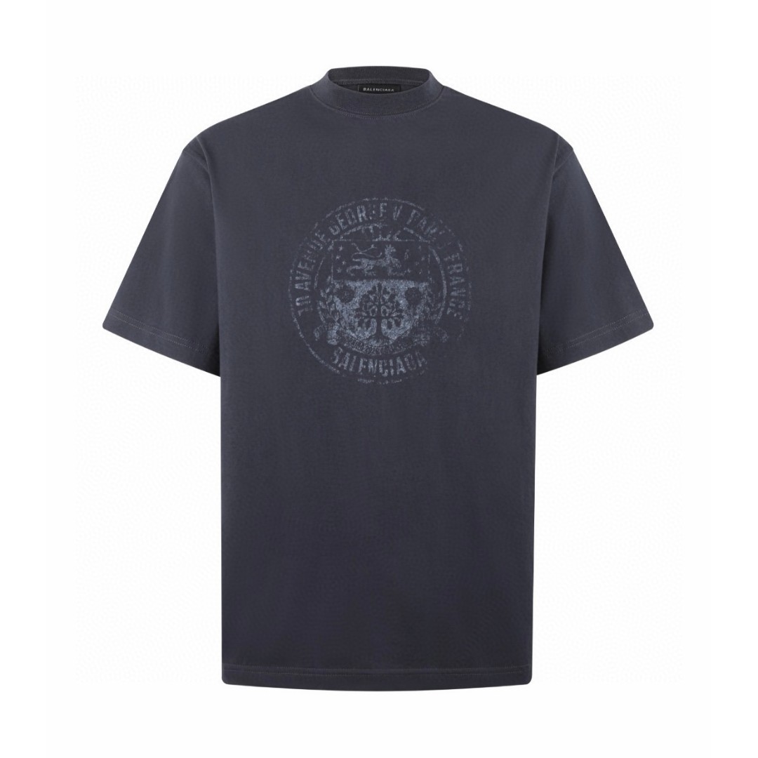 Balenciaga 巴黎世家 徽章印花圆领短袖 T恤 夏季 黑色 A0 850261TTVV31041