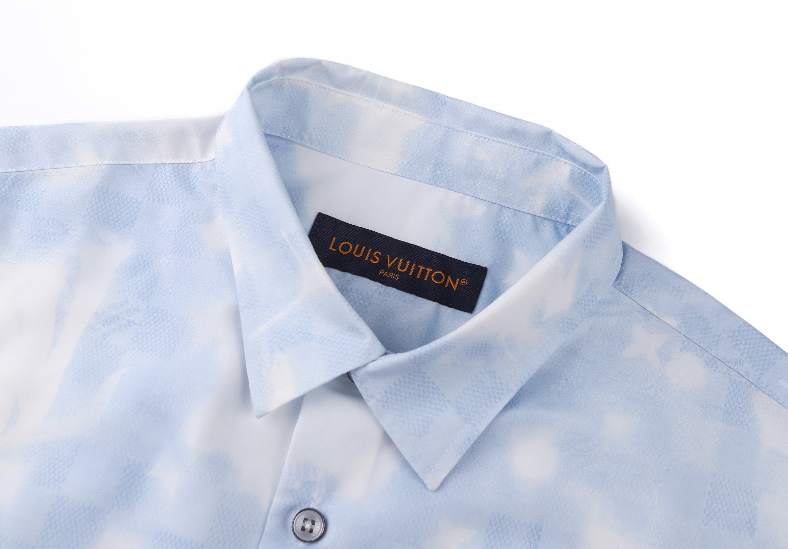LOUIS VUITTON 路易威登 云朵叠印标识印花衬衫 短袖 外套 蓝色 B0 1AJRI1