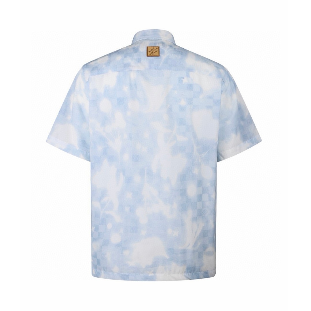 LOUIS VUITTON 路易威登 云朵叠印标识印花衬衫 短袖 外套 蓝色 B0 1AJRI1