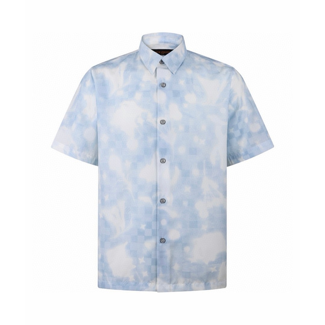 LOUIS VUITTON 路易威登 云朵叠印标识印花衬衫 短袖 外套 蓝色 B0 1AJRI1