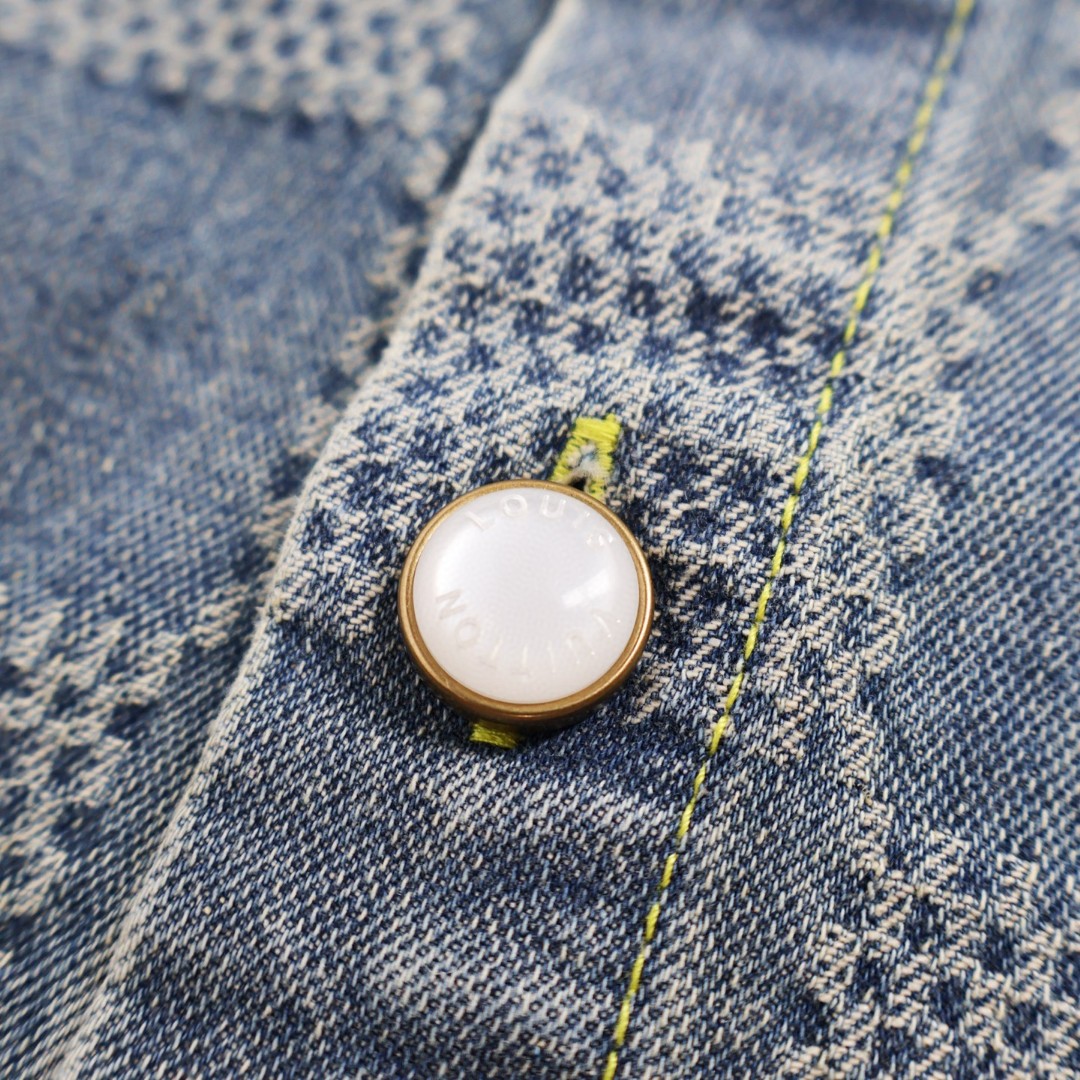 LOUIS VUITTON 路易威登 棋盘格牛仔衬衫 短袖 外套 蓝色 B0 