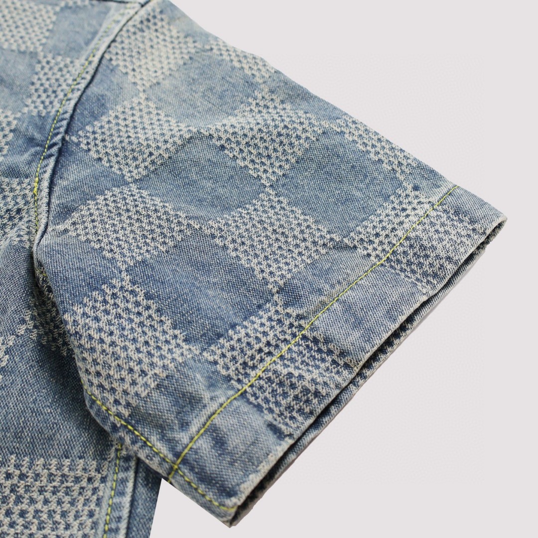 LOUIS VUITTON 路易威登 棋盘格牛仔衬衫 短袖 外套 蓝色 B0 