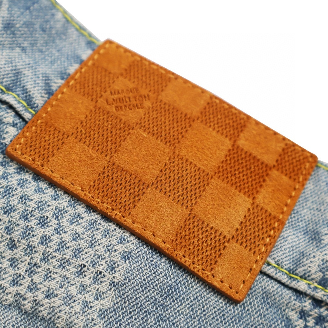 LOUIS VUITTON 路易威登 棋盘格牛仔短裤 休闲裤 裤子 蓝色 B0 1AHVDS