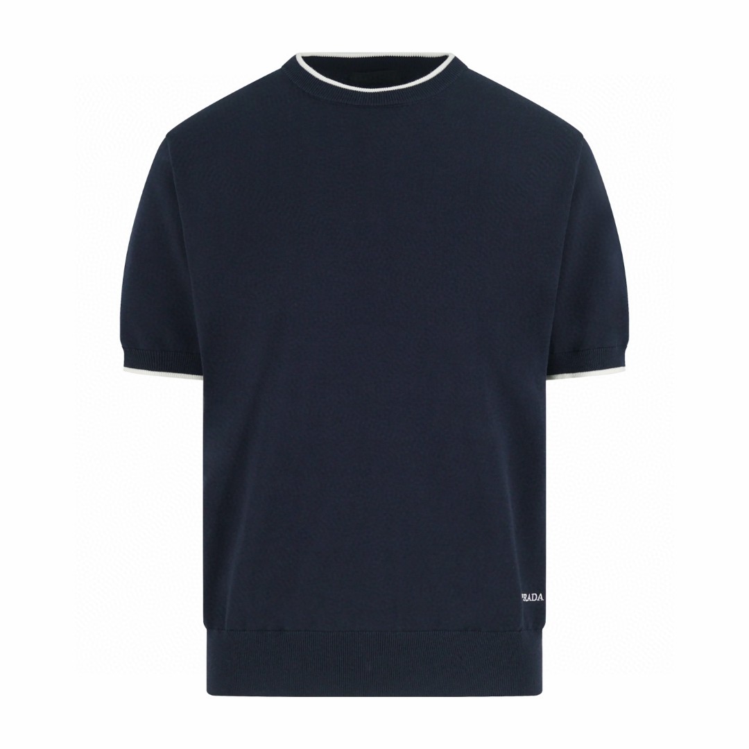 ]PRADA 普拉达 提花针织衫 短袖 T恤 蓝色 B0 