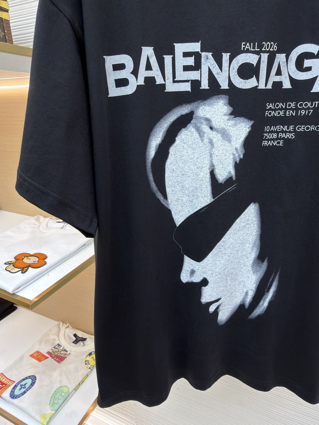 Balenciaga 巴黎世家 墨镜印花短袖 T恤 圆领 夏季 黑色 A0 