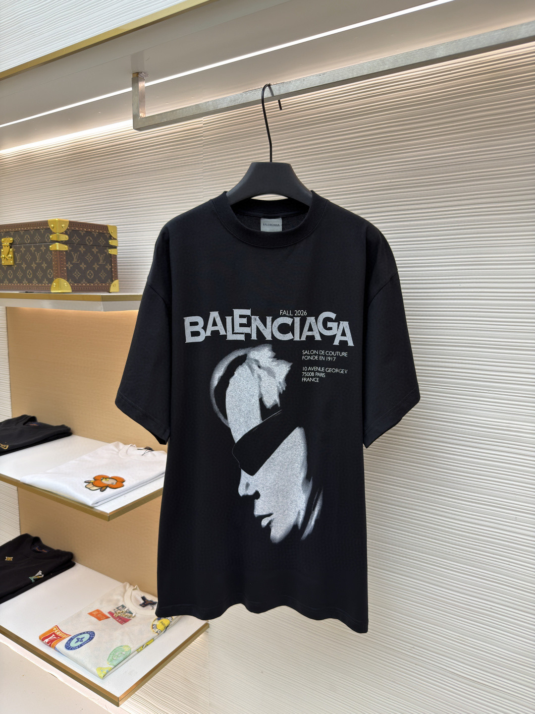 Balenciaga 巴黎世家 墨镜印花短袖 T恤 圆领 夏季 黑色 A0 