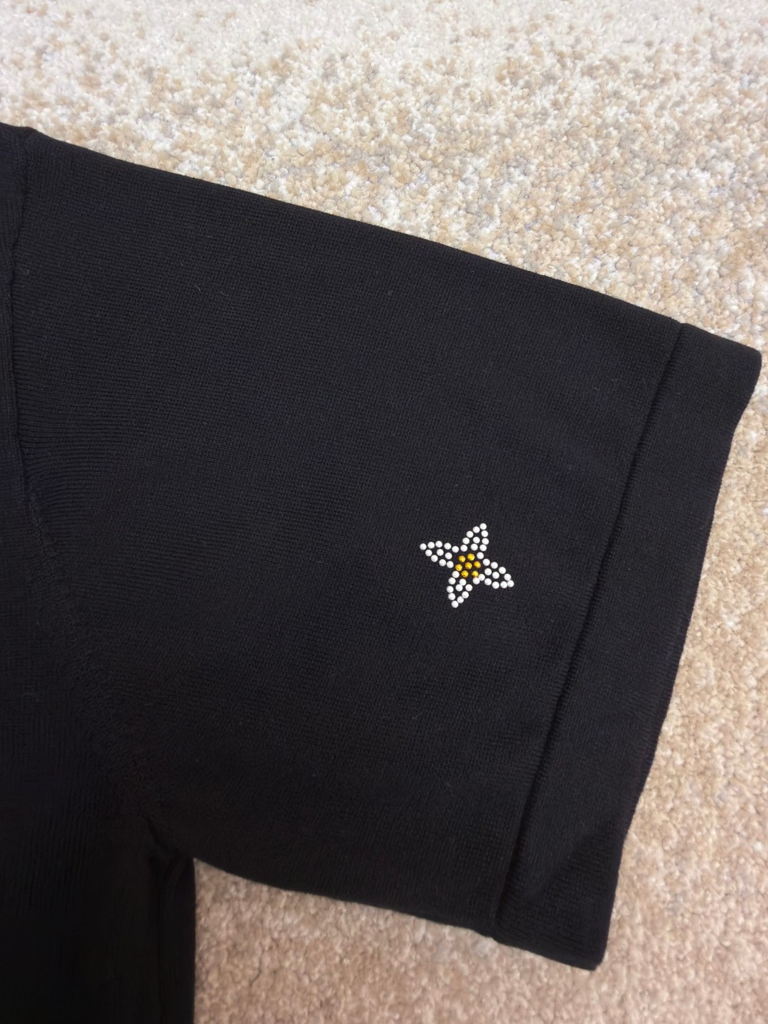 LOUIS VUITTON 路易威登 LV 烫钻提花标识针织短袖 夏季 T恤 黑色 B0 1AJR10