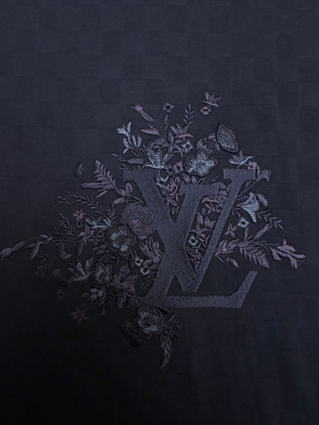 LOUIS VUITTON 路易威登 LV 黑花束暗格圆领针织短袖 夏季 T恤 黑色 A5 1AJRHM