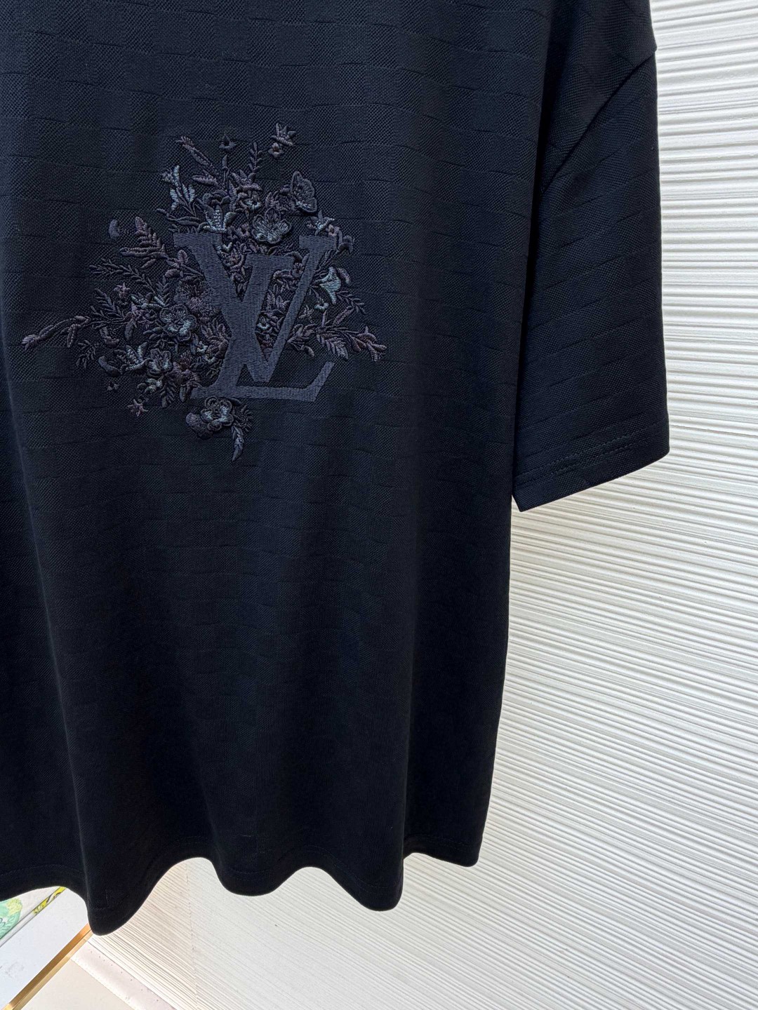 LOUIS VUITTON 路易威登 LV 黑花束暗格圆领针织短袖 夏季 T恤 黑色 A5 1AJRHM