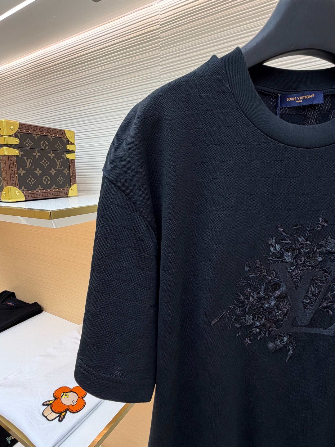 LOUIS VUITTON 路易威登 LV 黑花束暗格圆领针织短袖 夏季 T恤 黑色 A5 1AJRHM