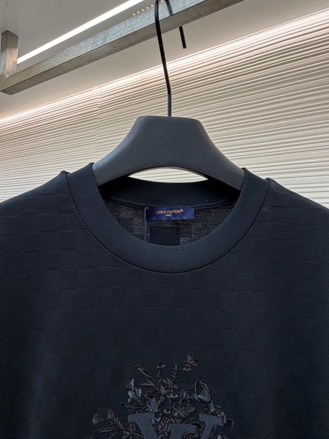 LOUIS VUITTON 路易威登 LV 黑花束暗格圆领针织短袖 夏季 T恤 黑色 A5 1AJRHM