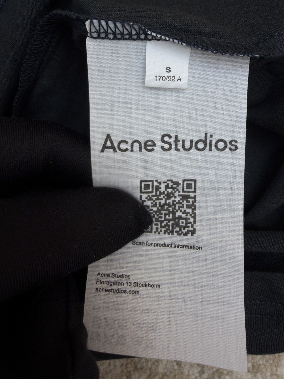 Acne Studios 1996泥染水洗做旧修身圆领T恤 短袖 白色 黑色 女款 A0 
