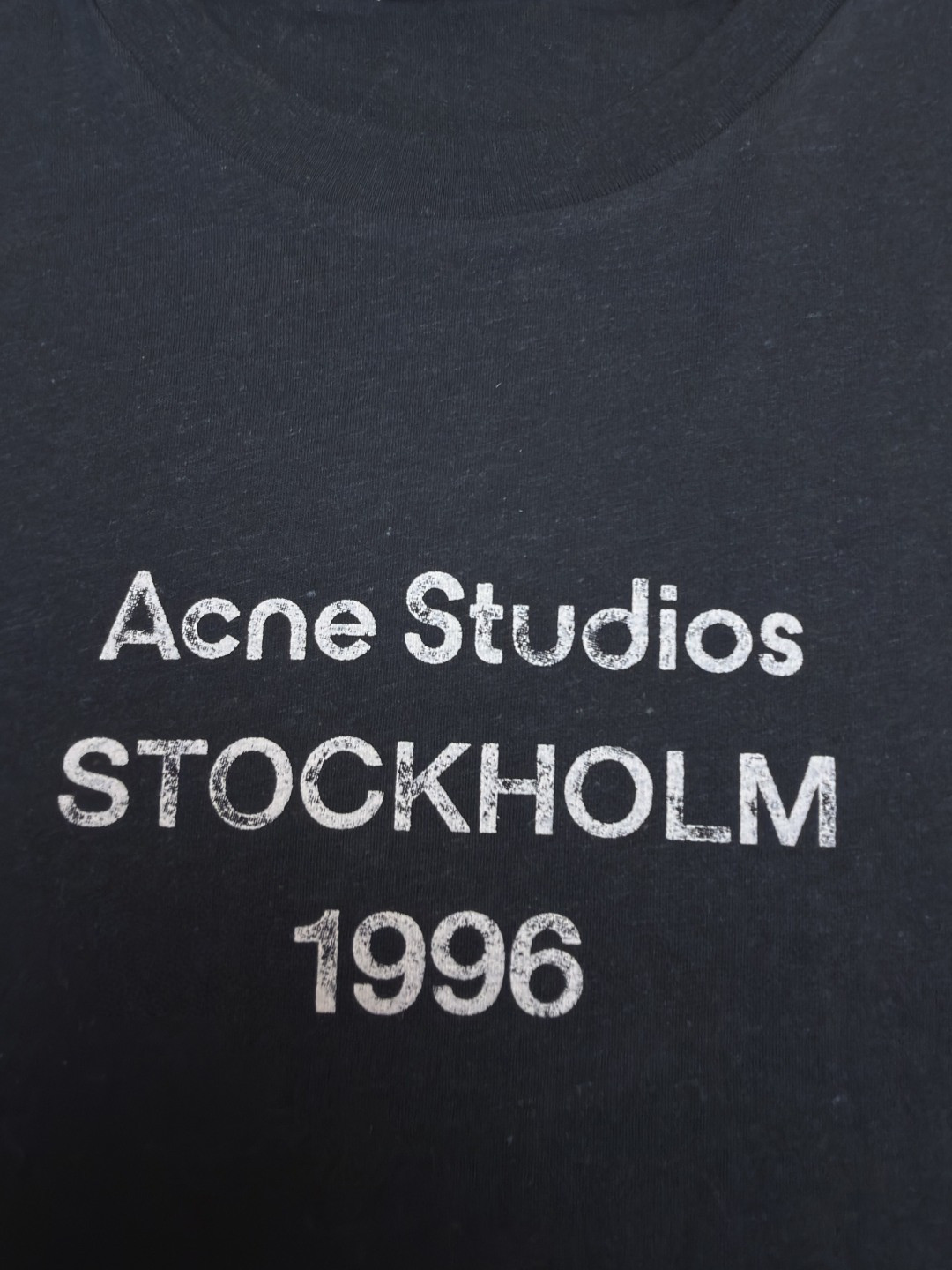 Acne Studios 1996泥染水洗做旧修身圆领T恤 短袖 白色 黑色 女款 A0 