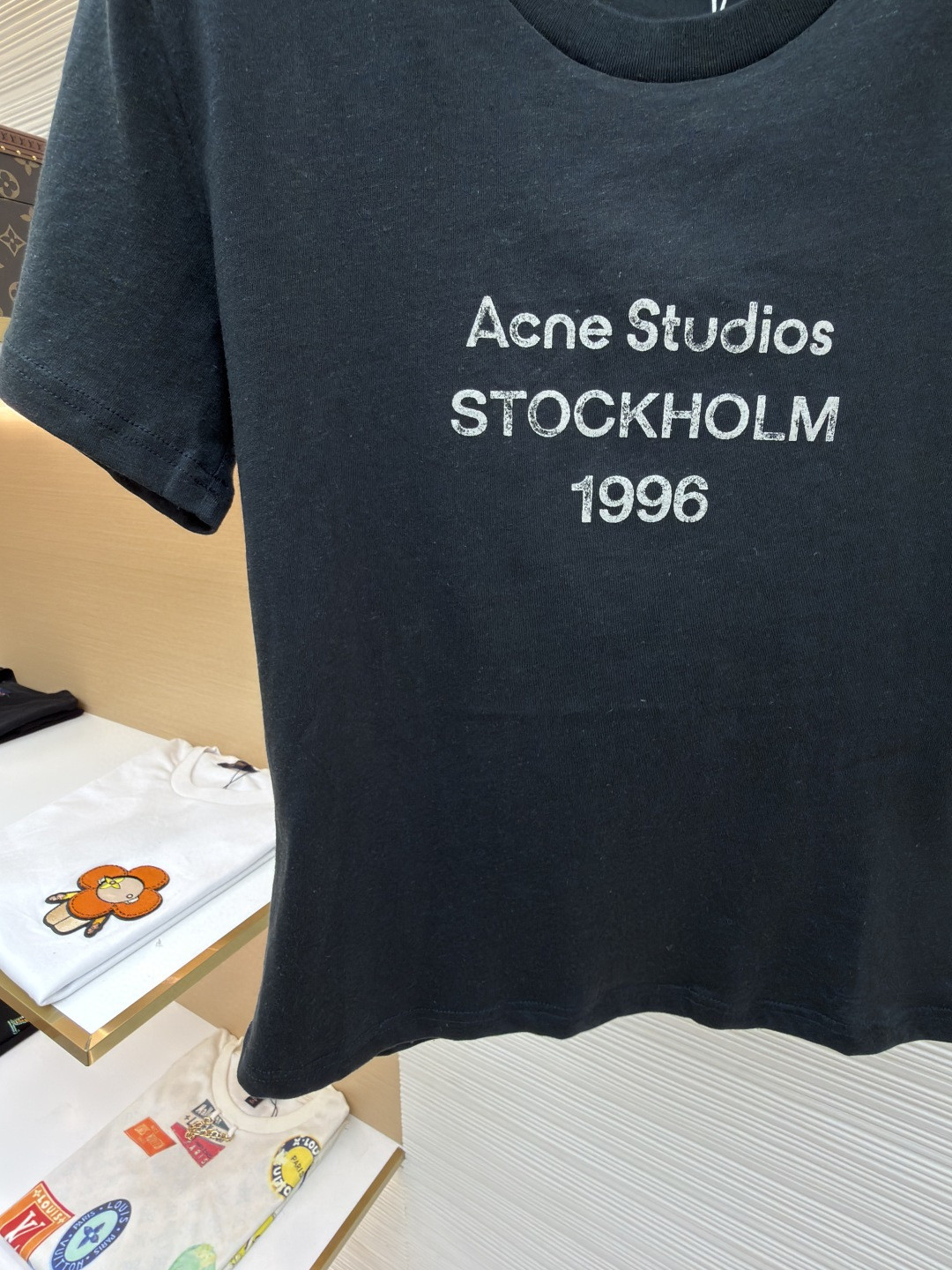 Acne Studios 1996泥染水洗做旧修身圆领T恤 短袖 白色 黑色 女款 A0 