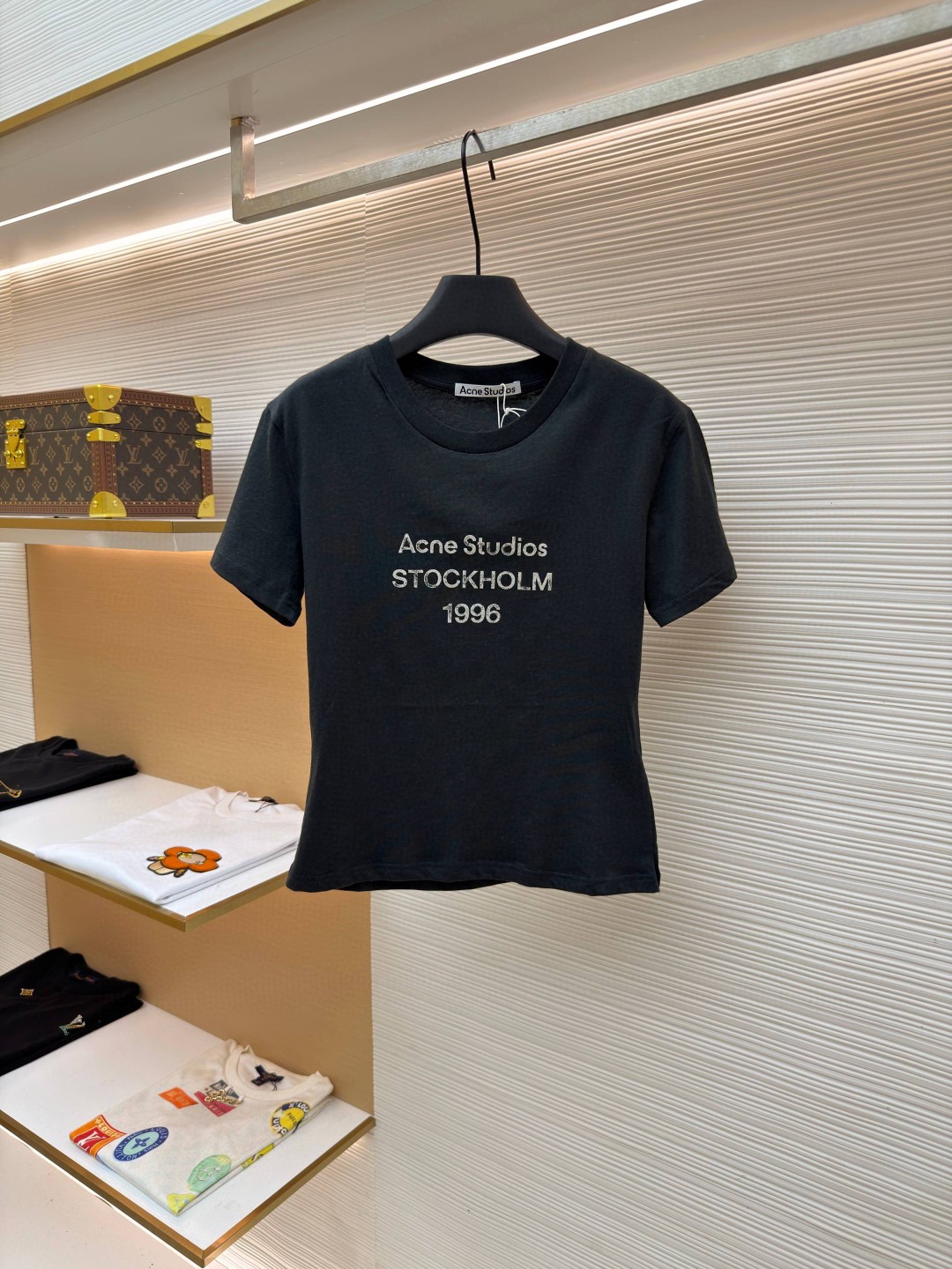 Acne Studios 1996泥染水洗做旧修身圆领T恤 短袖 白色 黑色 女款 A0 