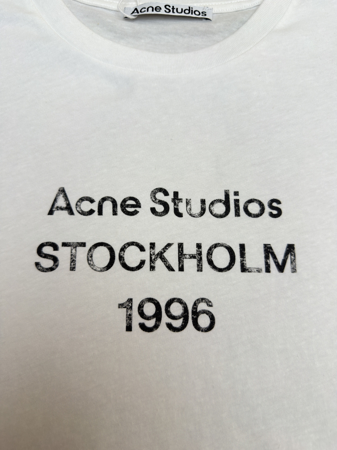 Acne Studios 1996泥染水洗做旧修身圆领T恤 短袖 白色 黑色 女款 A0 