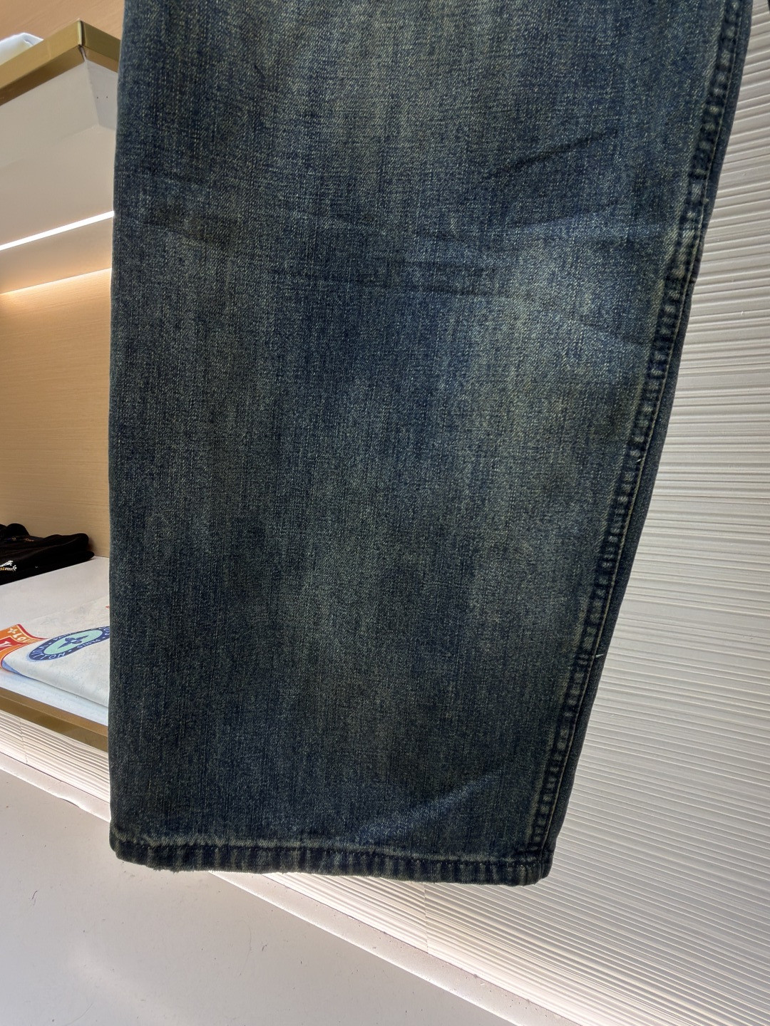 Balenciaga 巴黎世家 标识贴饰做旧牛仔裤 长裤 裤子 蓝色 C0 857216TTW661505