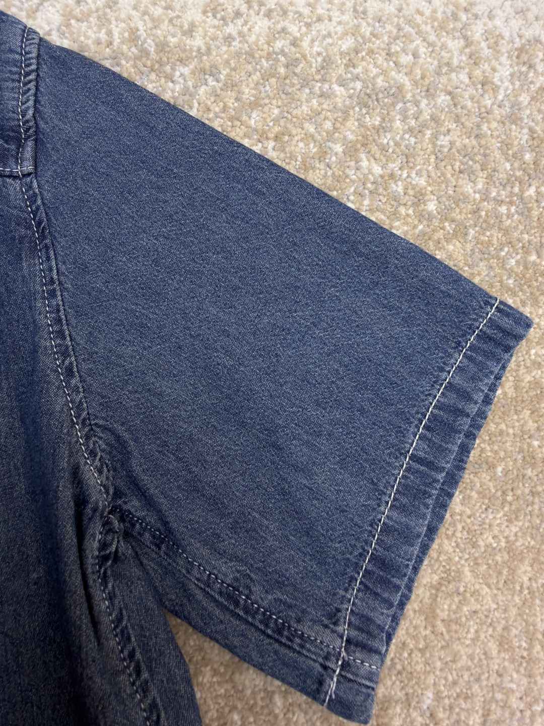 CELINE 赛琳 刺绣牛仔衬衫 外套 短袖 夏款 蓝色 A7 RC0D7208I-07UO