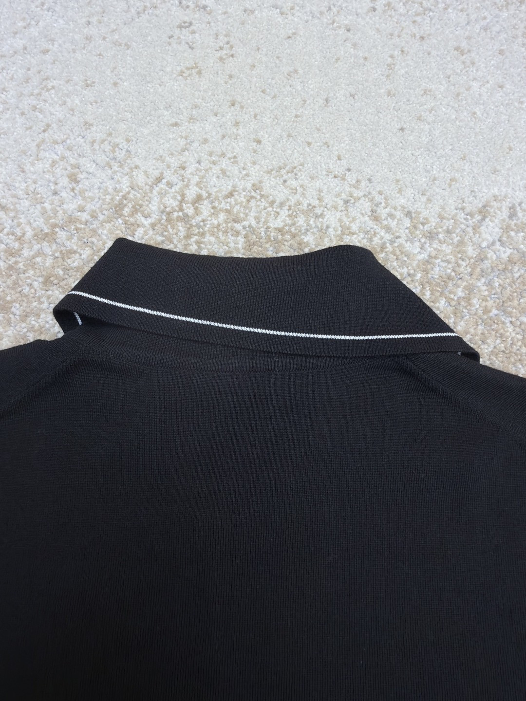 PRADA 普拉达 三角徽标半拉链针织Polo衫 短袖 T恤 蓝黑色 A25 UMB488-12D8-F0002-S-231