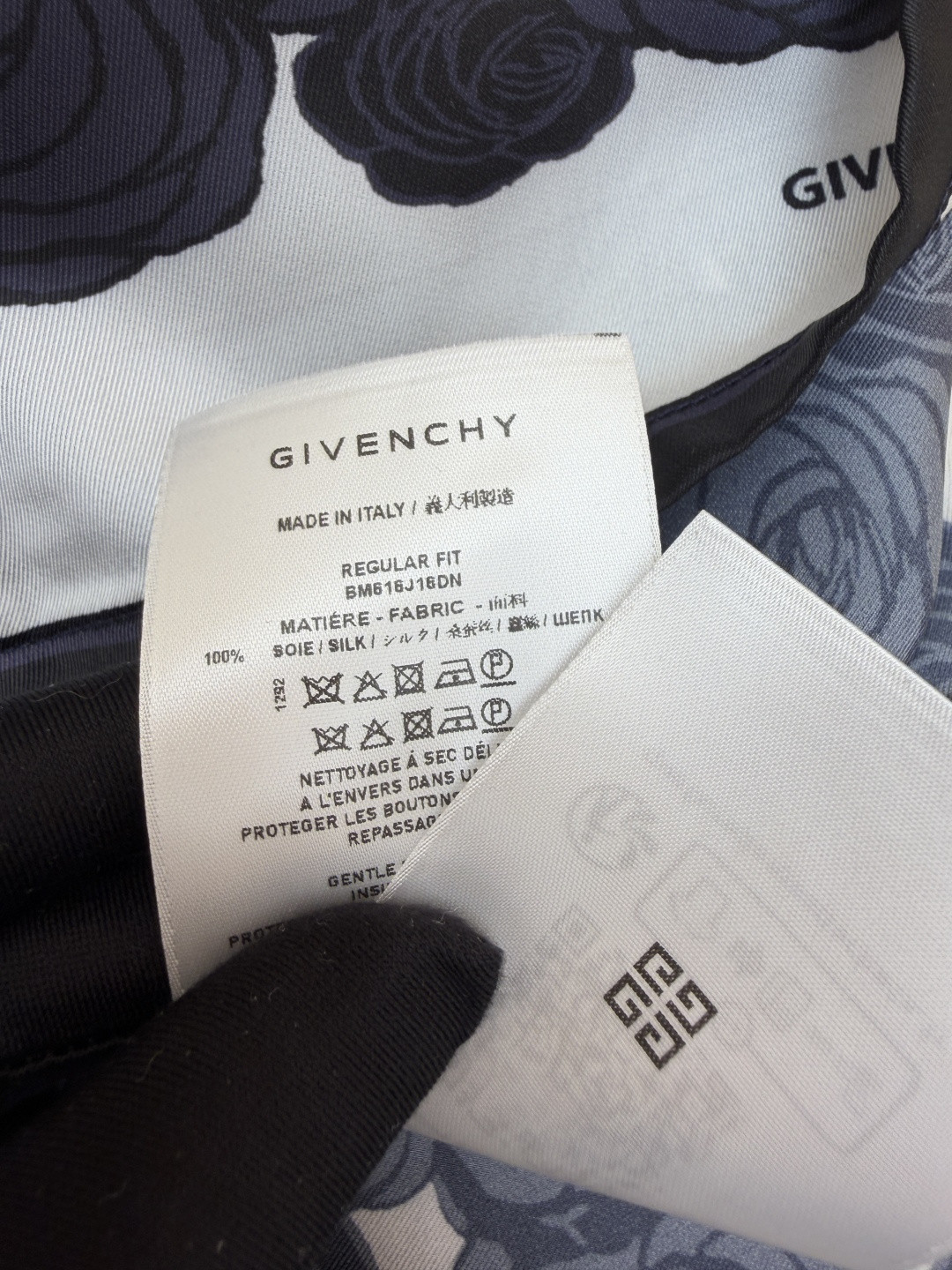 Givenchy 纪梵希 暗夜玫瑰印花短袖衬衫 蓝色 B0 BM616J16DN-499