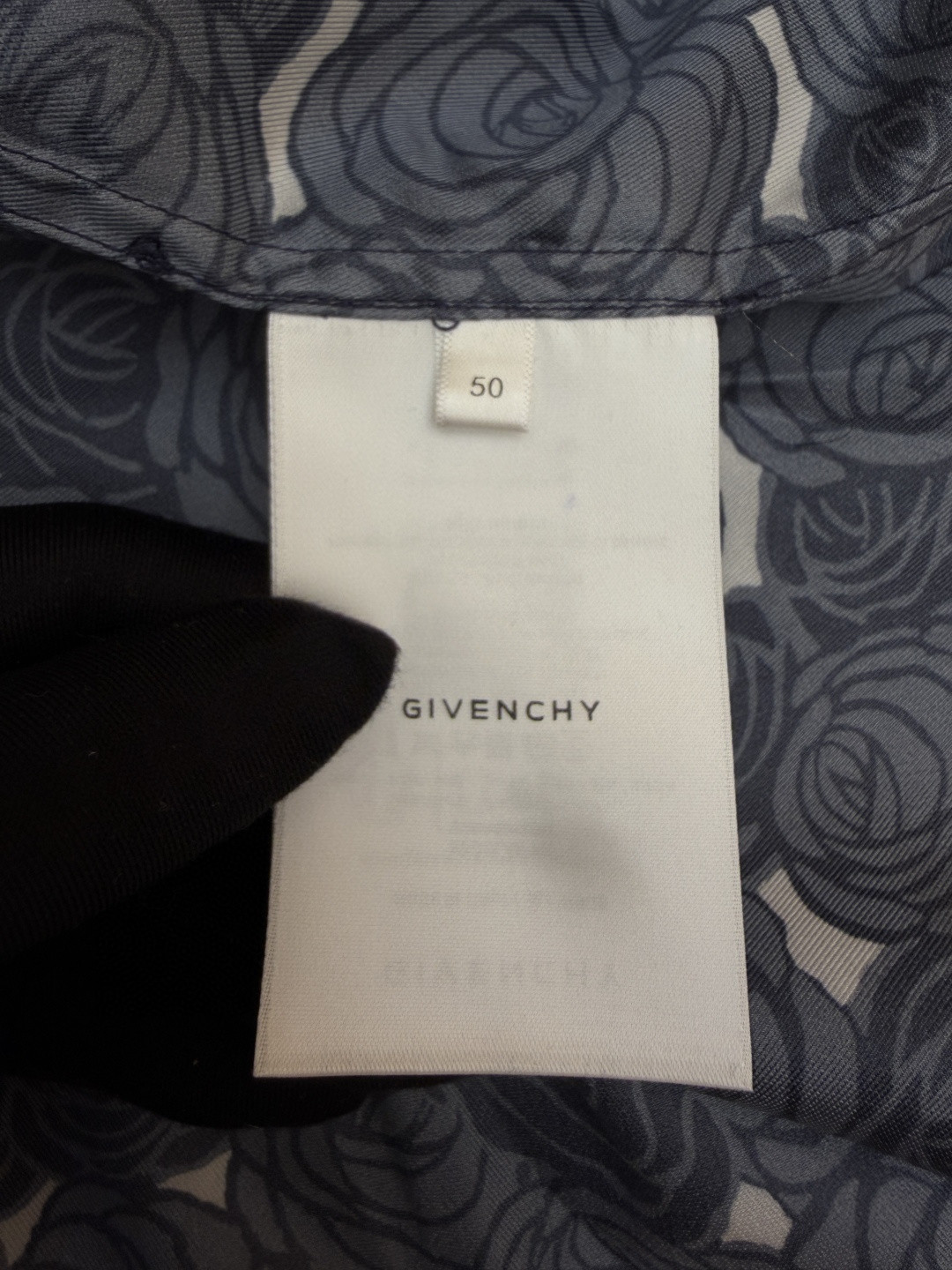 Givenchy 纪梵希 暗夜玫瑰印花短袖衬衫 蓝色 B0 BM616J16DN-499