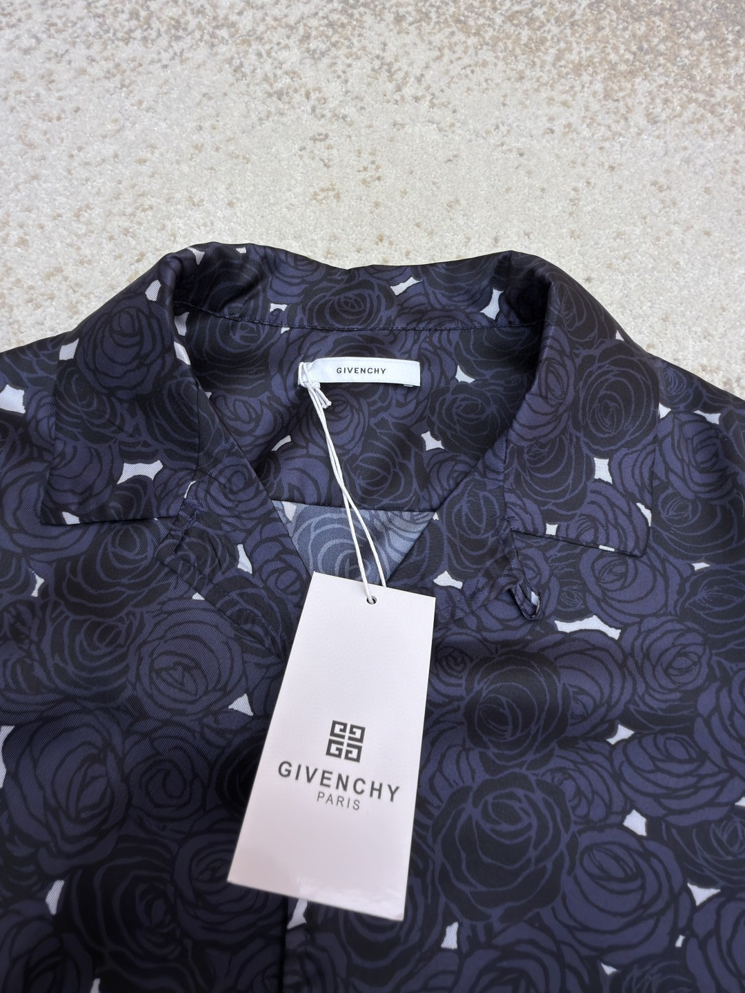 Givenchy 纪梵希 暗夜玫瑰印花短袖衬衫 蓝色 B0 BM616J16DN-499