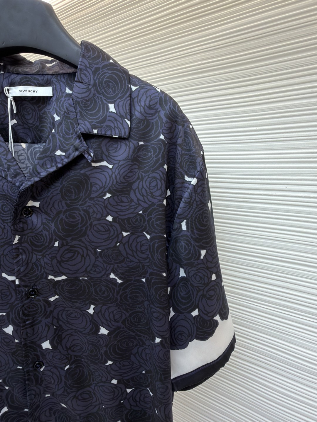 Givenchy 纪梵希 暗夜玫瑰印花短袖衬衫 蓝色 B0 BM616J16DN-499