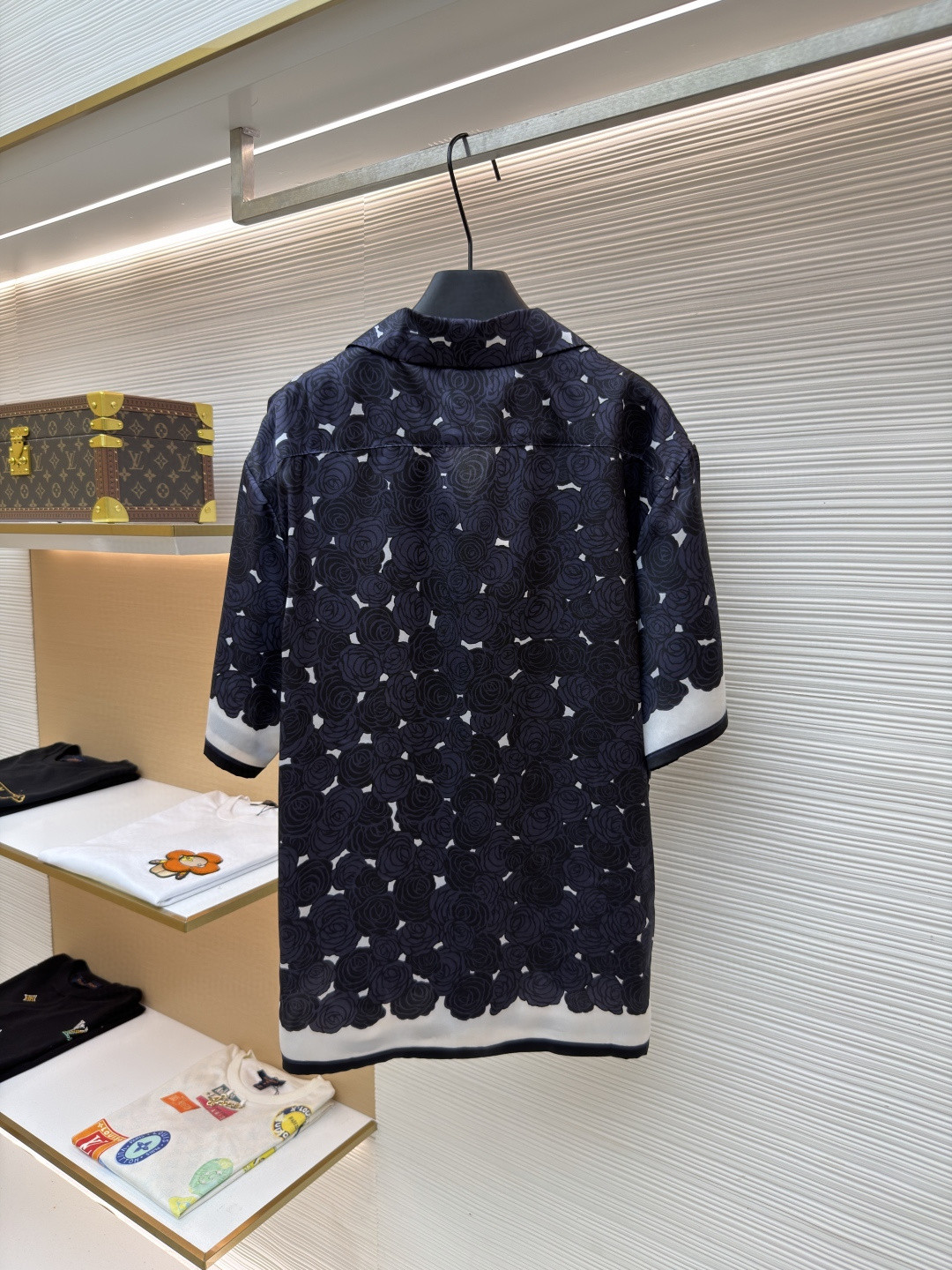 Givenchy 纪梵希 暗夜玫瑰印花短袖衬衫 蓝色 B0 BM616J16DN-499